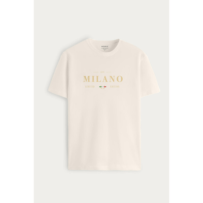 Tričko, Barva Ekru, s Potiskem Milano Limited Edition