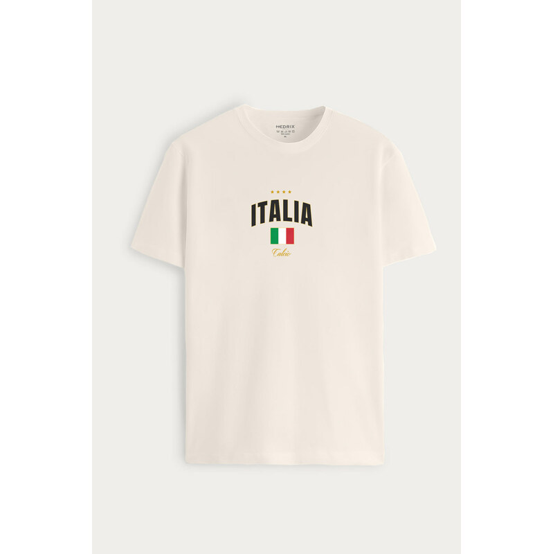 Tričko, Barva Ekru, s Potiskem Italia XI