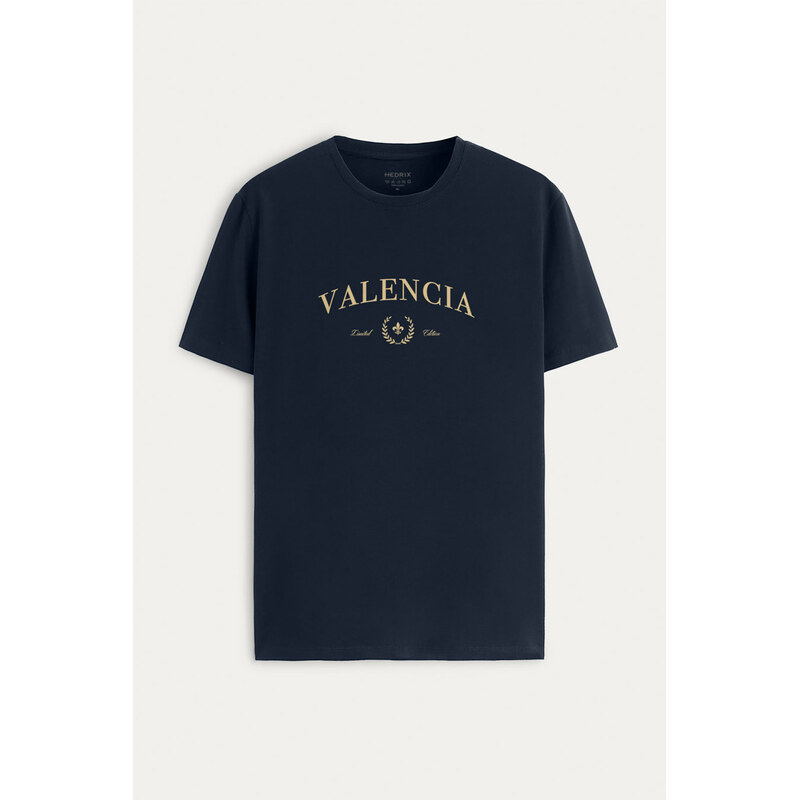 Tričko, Barva Modrá, s Potiskem Valencia Signature