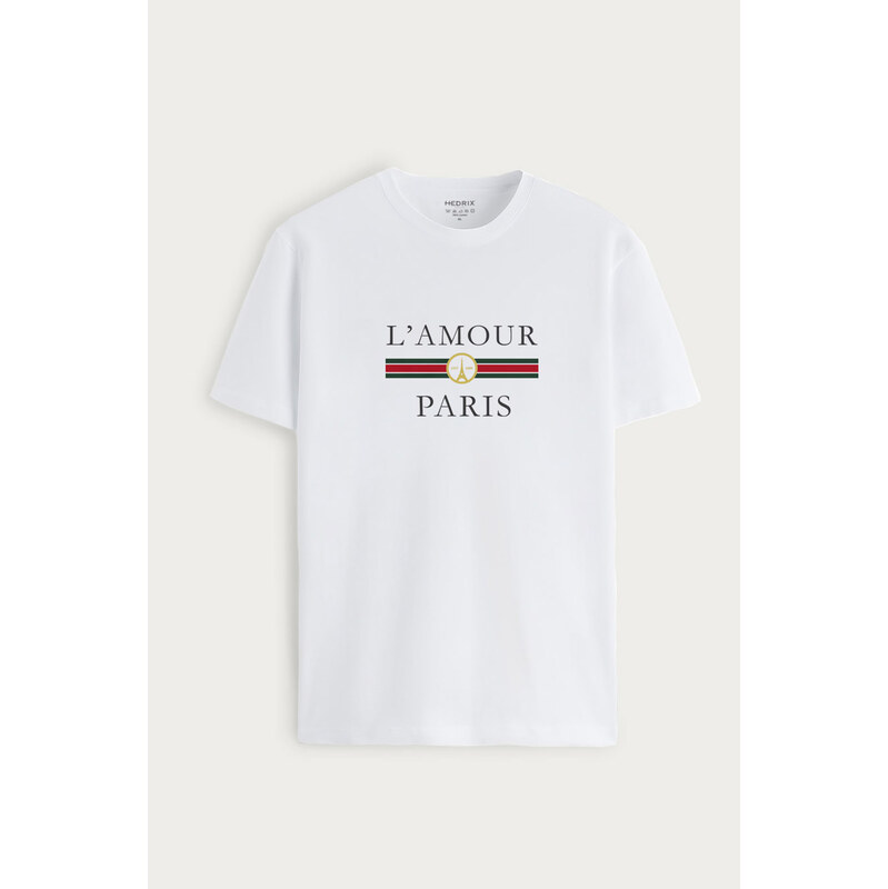 Tričko, Barva Bílá, s Potiskem L Amour Paris