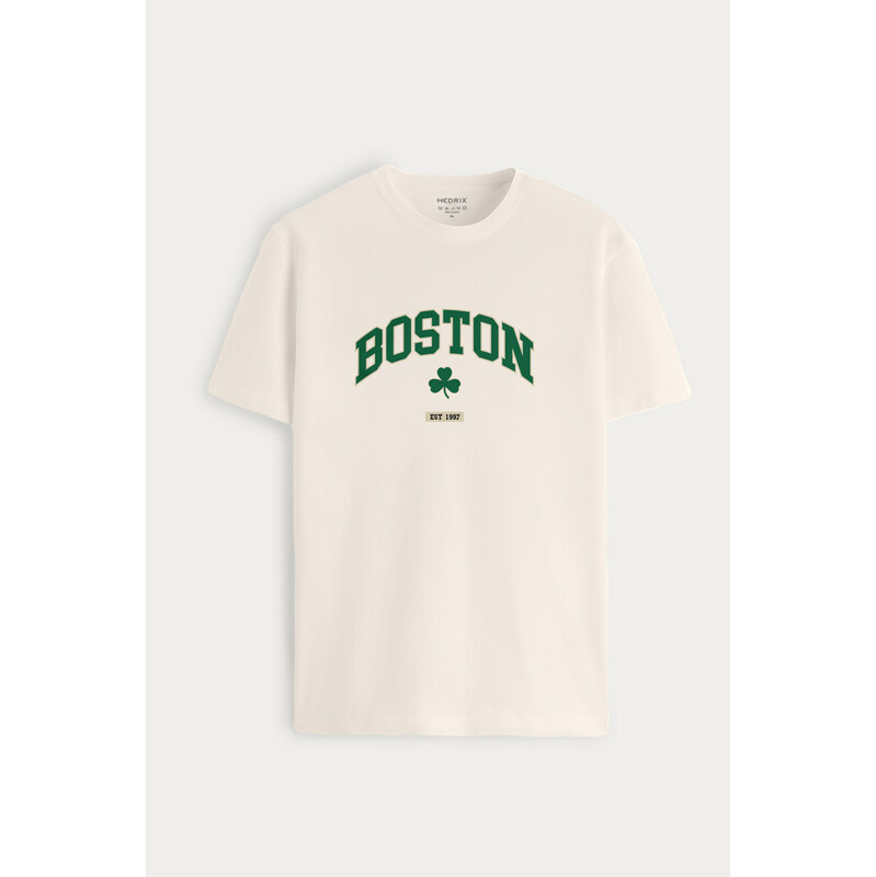 Tričko, Barva Ekru, s Potiskem Boston Legacy