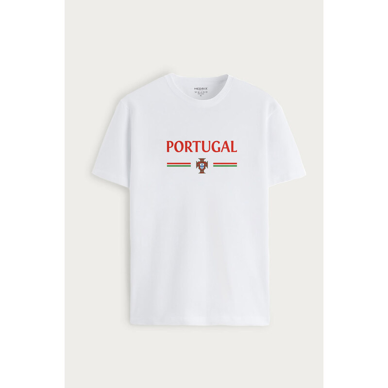 Tričko, Barva Bílá, s Potiskem Portugal