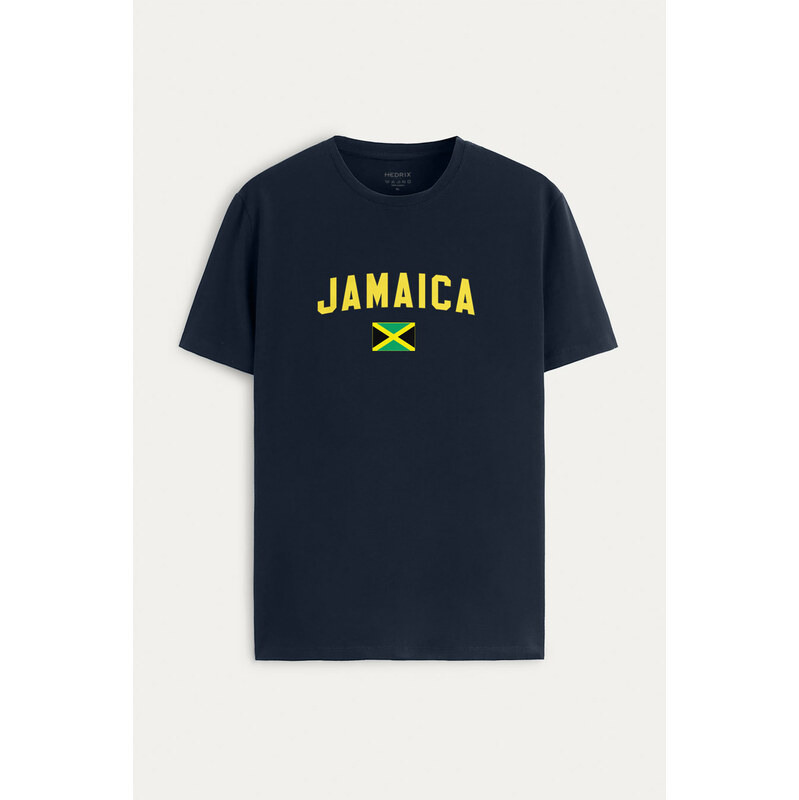 Tričko, Barva Modrá, s Potiskem Jamaica