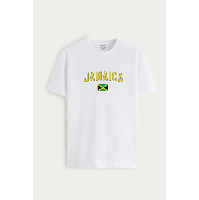 Tričko, Barva Bílá, s Potiskem Jamaica