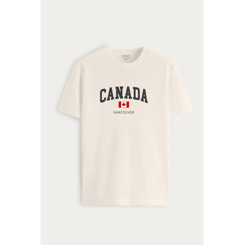 Tričko, Barva Ekru, s Potiskem Canada Vancouver