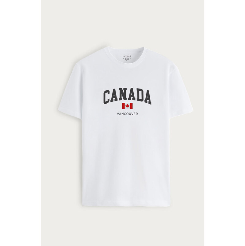 Tričko, Barva Bílá, s Potiskem Canada Vancouver