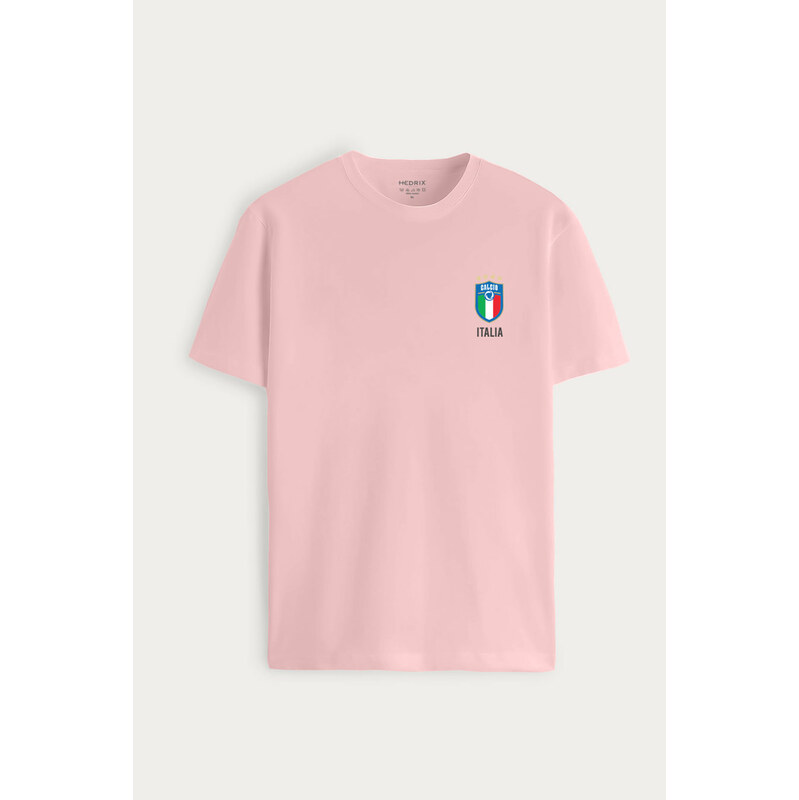 Tričko, Barva Růžová, s Potiskem Calcio Vintage