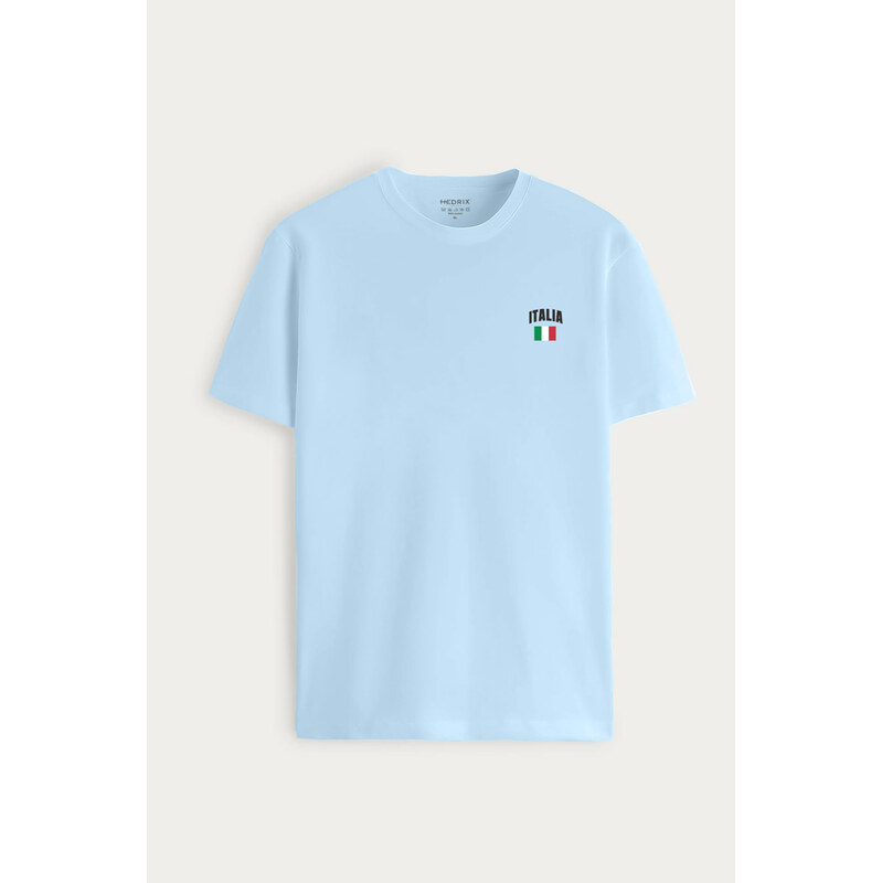 Tričko, Barva Nebesky Modrá , s Potiskem Italia Vintage Flag