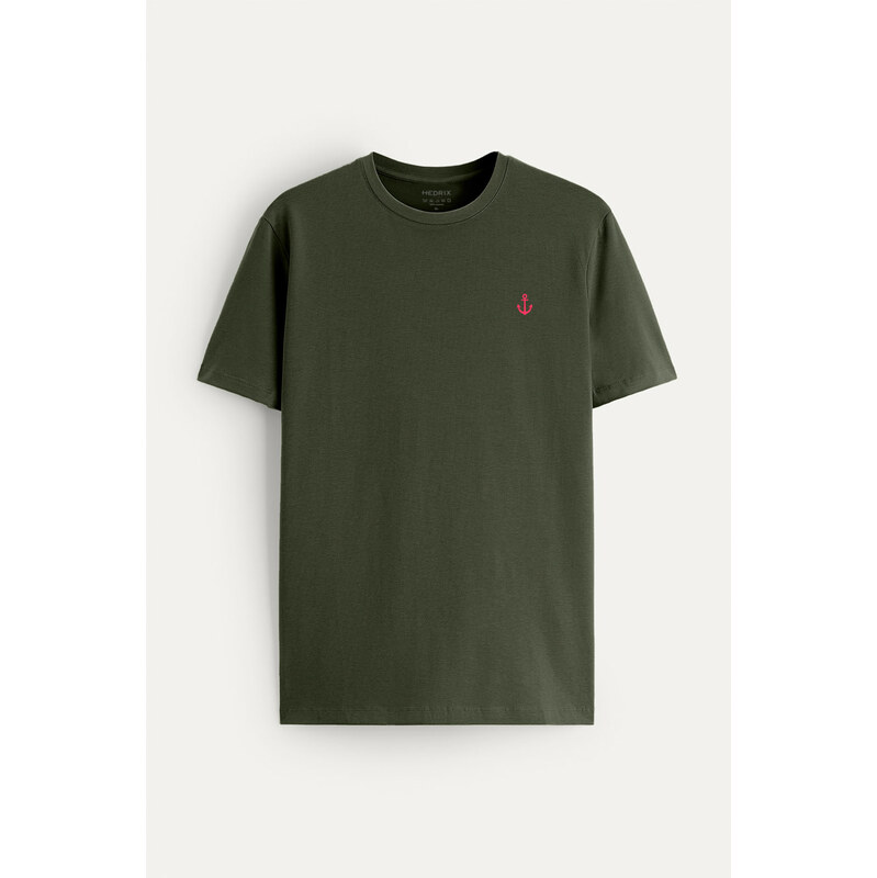 Tričko, Barva Khaki, s Potiskem Anchor Logo