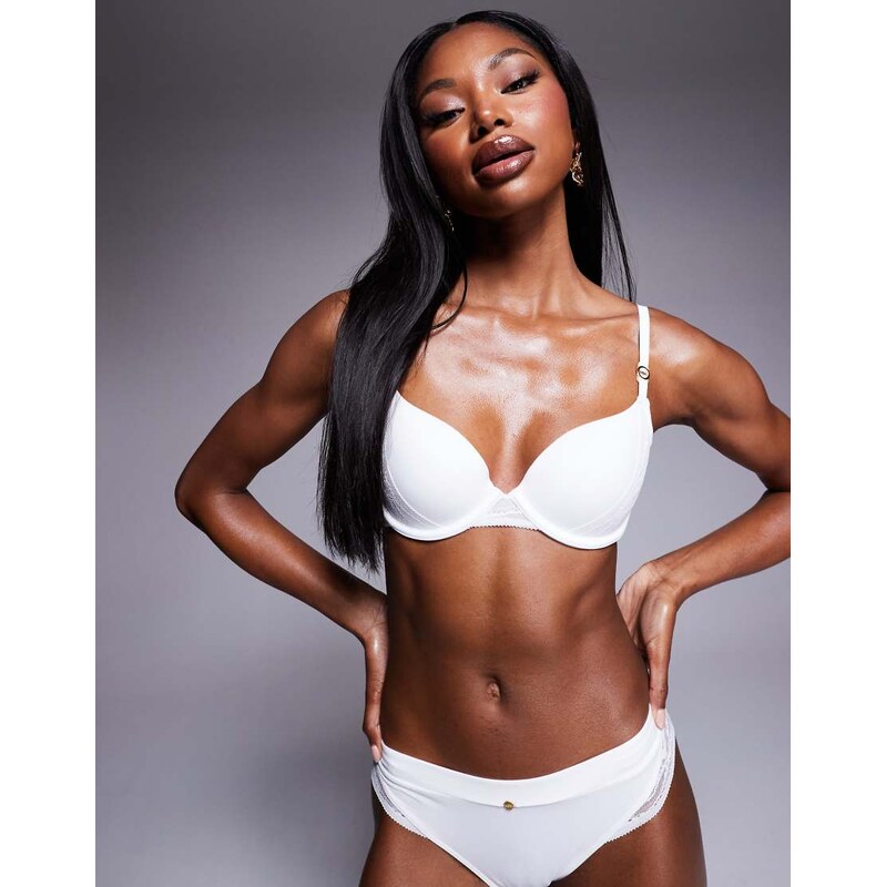 KBX Charlotte padded plunge bra in white 105710981