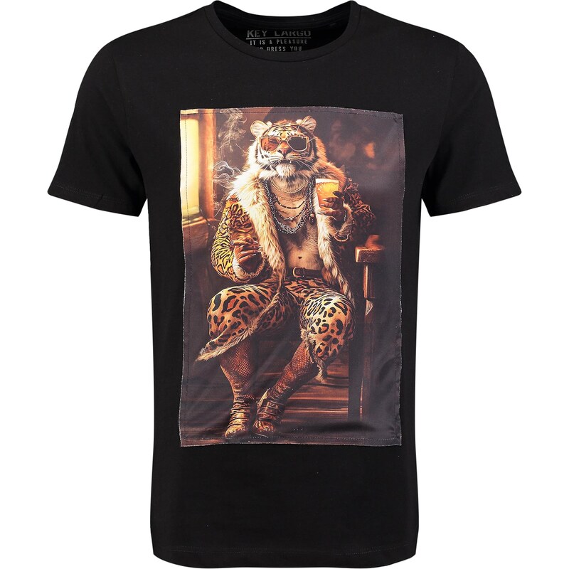 Key Largo Tričko Pimp Tiger hnědá / cappuccino / oranžová /