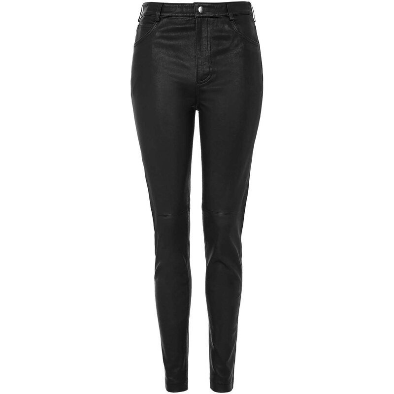 Topshop Premium Stretch Leather Black Trousers