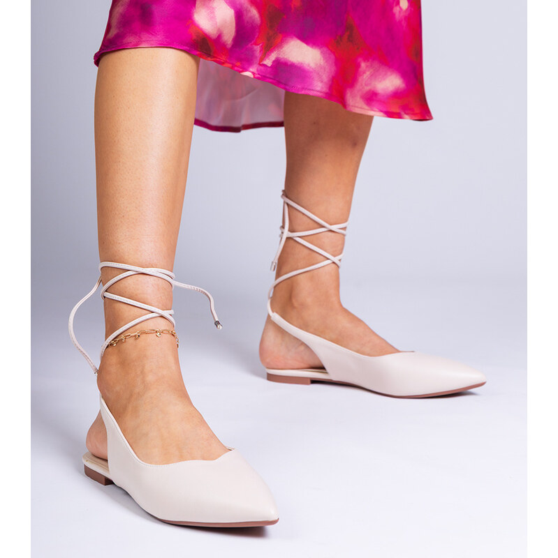 Gemre Beige flat eco-leather pumps Terry