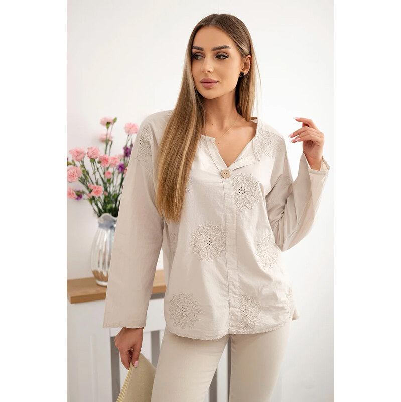 Fashionweek Košilová halenka s vyšívaným vzorem K67 105330811