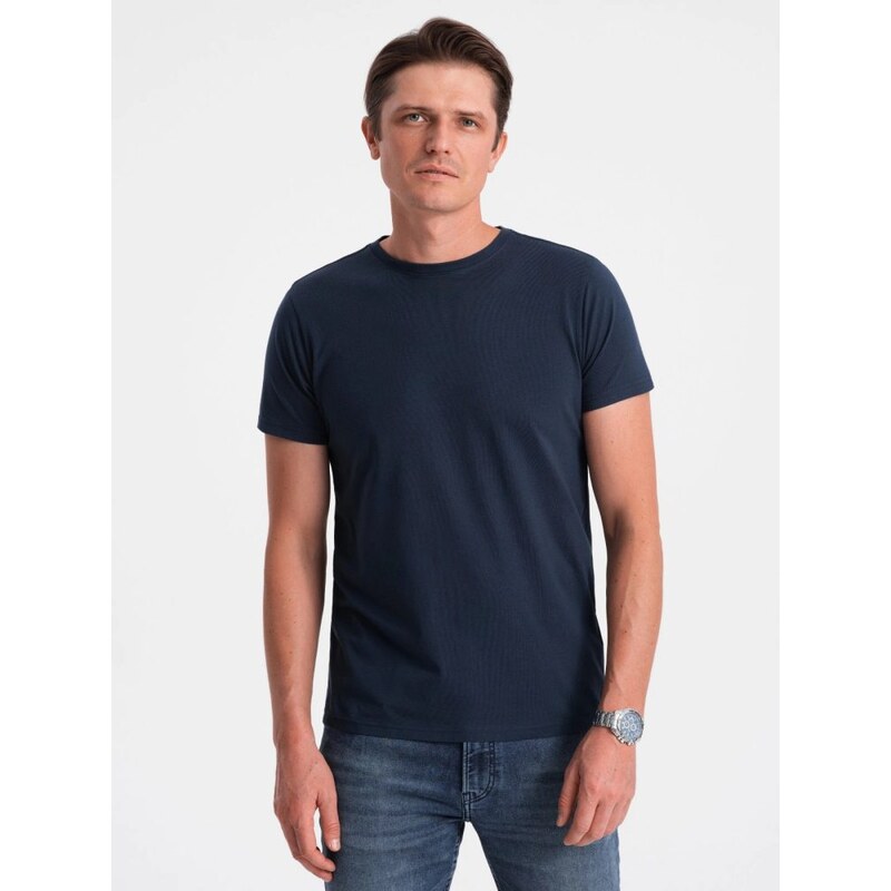 Ombre Clothing Tmavě modré bavlněné tričko V2 TSBS-0146