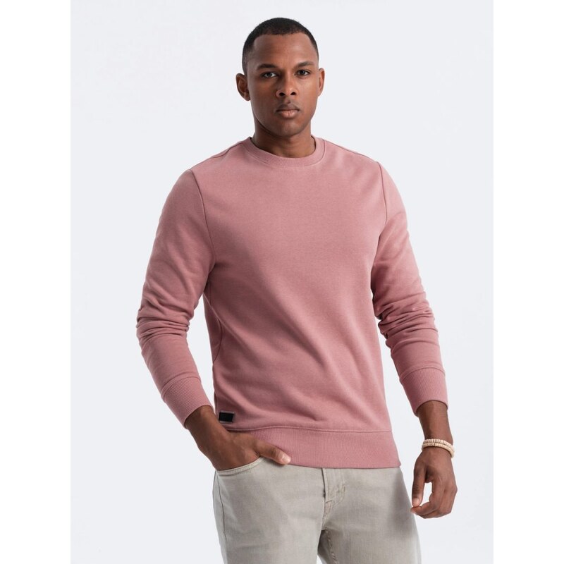 Ombre Clothing Základní bavlněná pánská mikina v tmavě růžové