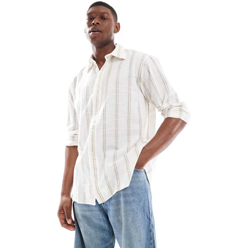 Jack & Jones premium long sleeve shirt in white stripe
