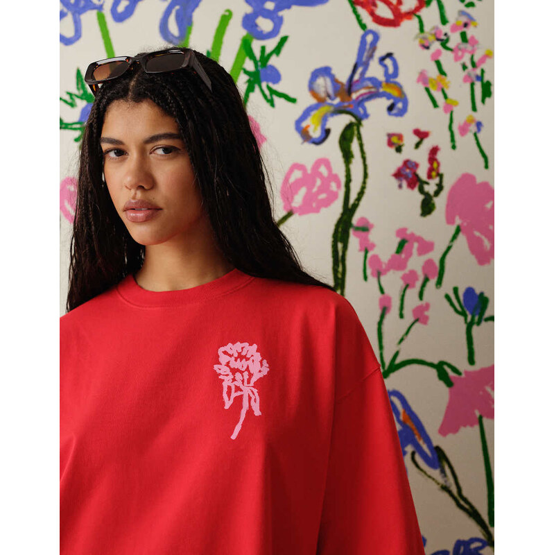 Topshop graphic Bradley.B back print t-shirt in red 105754321