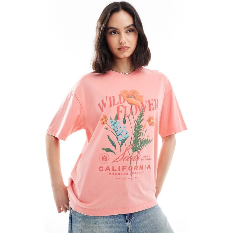 Cotton On boxy t-shirt with Farmers Market graphic in pink 105754326