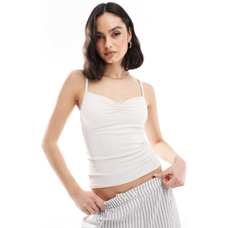 Cotton On rosette detail cami sleep top in cream marl-White 105754345