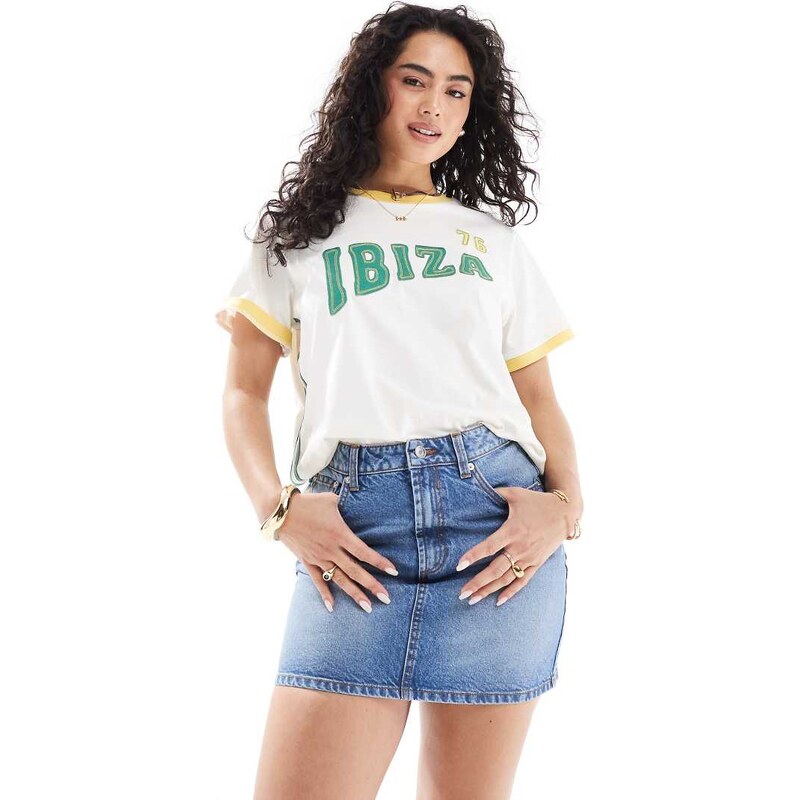 ASOS DESIGN high waisted mini skirt in midwash-Blue 105754458