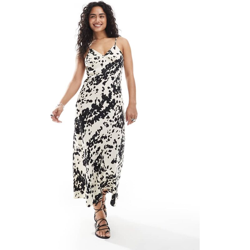 JJXX satin maxi dress with cow print in multi 105754500