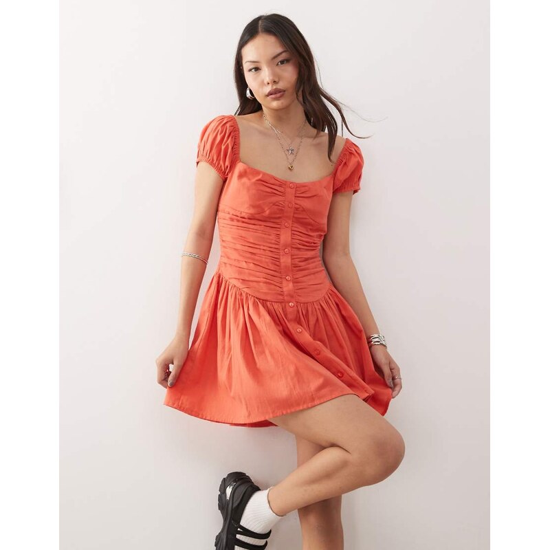 Reclaimed Vintage square neck dropped waist mini sun dress in