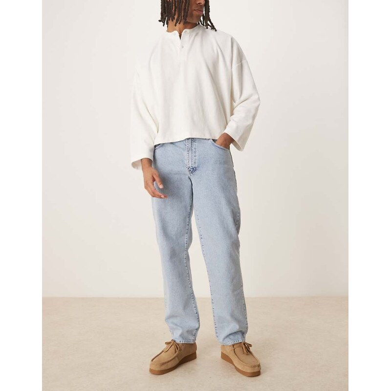 ASOS DESIGN straight leg jeans in light wash blue