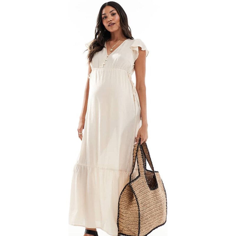 Mama.licious Mamalicious Maternity maxi dress in oatmeal-Neutral 115560699
