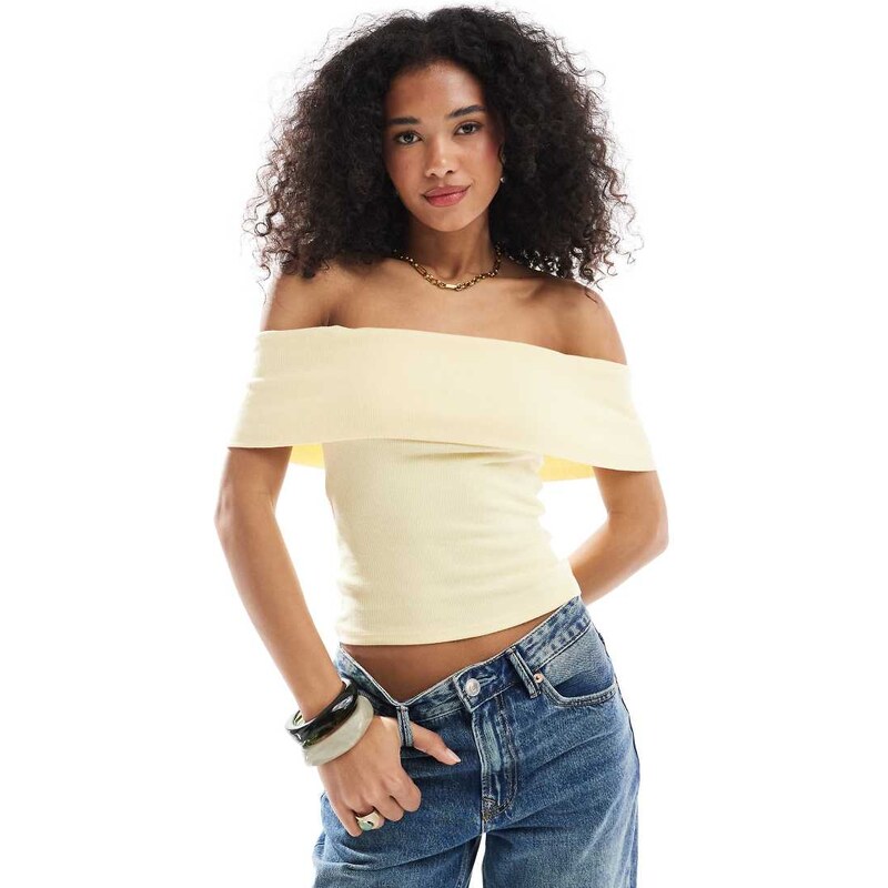 Hollister off the shoulder short sleeve top in yellow 105762515