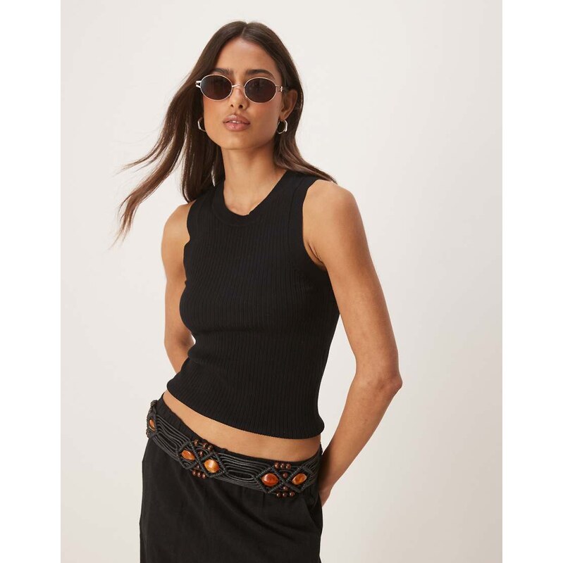 JDY knitted tank top in black