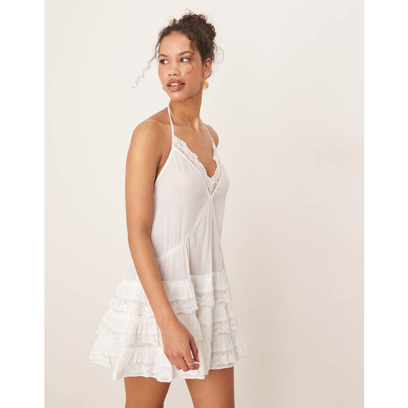Miss Selfridge beach cheesecloth dropped waist mini dress in