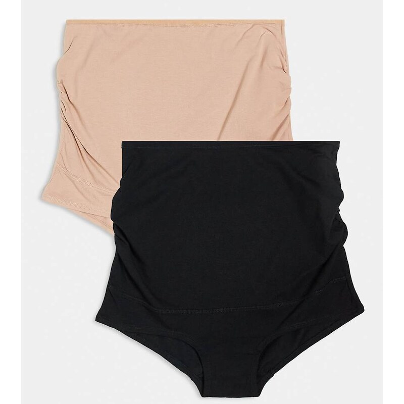 Lindex Maternity 3 pack briefs in black/beige-Multi