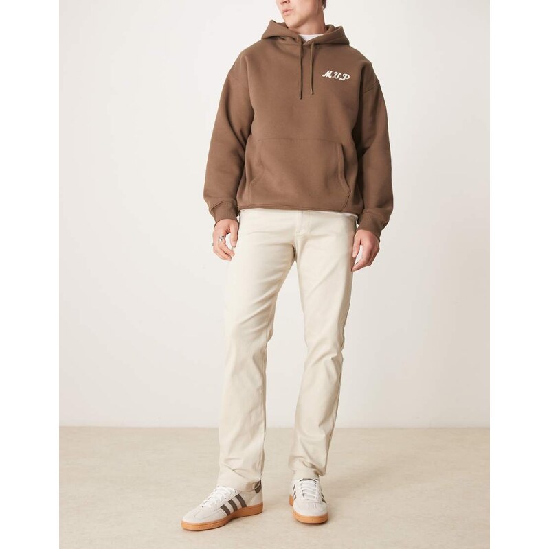 ASOS DESIGN slim chinos in stone-Neutral