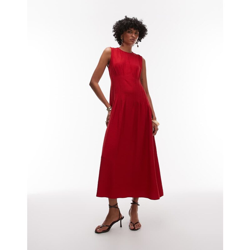 Mango corset waist midi dress in red 106578705