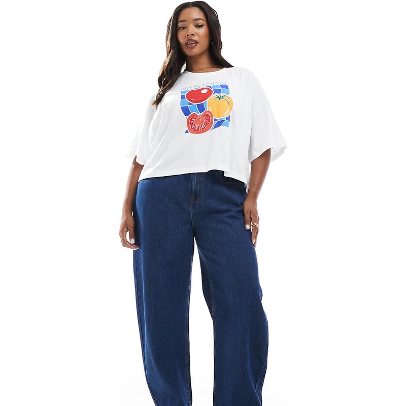 ASOS Curve ASOS DESIGN Curve barrel jeans in clean darkwash-Navy 112187754
