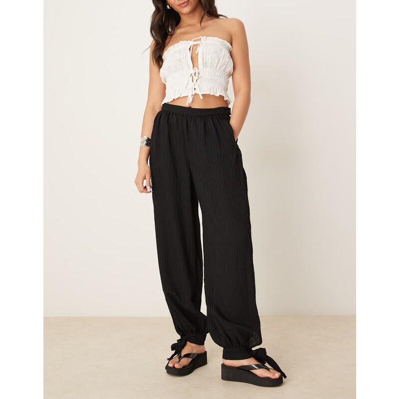 ASOS DESIGN billow trouser in soft texture in black