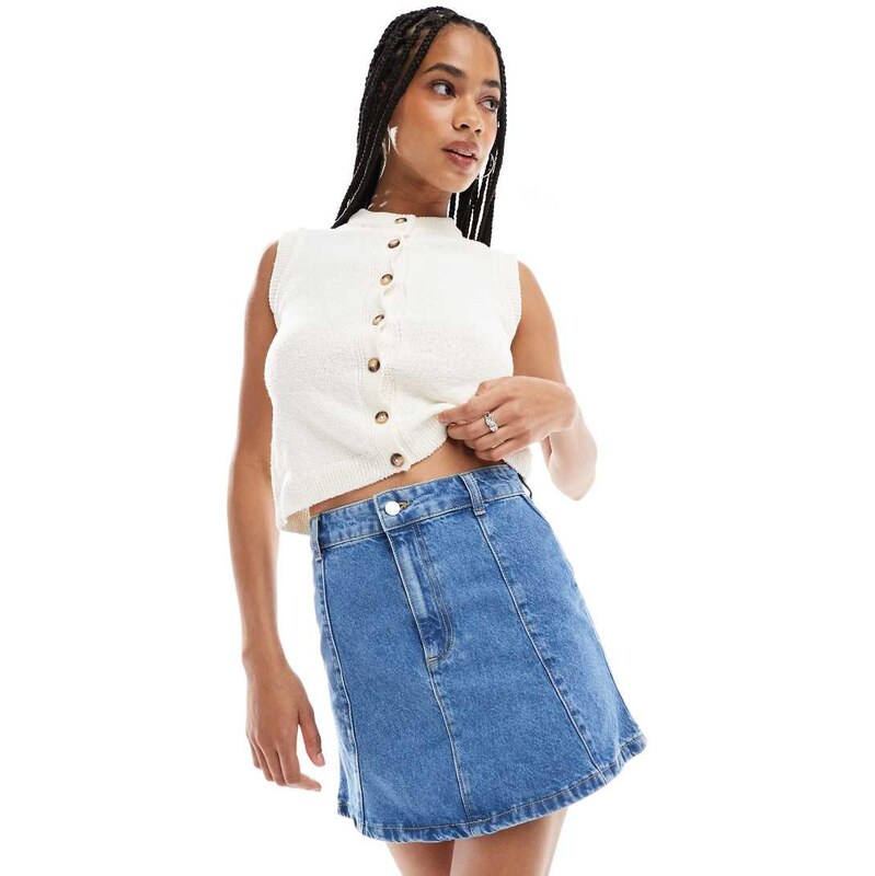 ASOS DESIGN high waist flared hem mini skirt co-ord-Blue 105768033