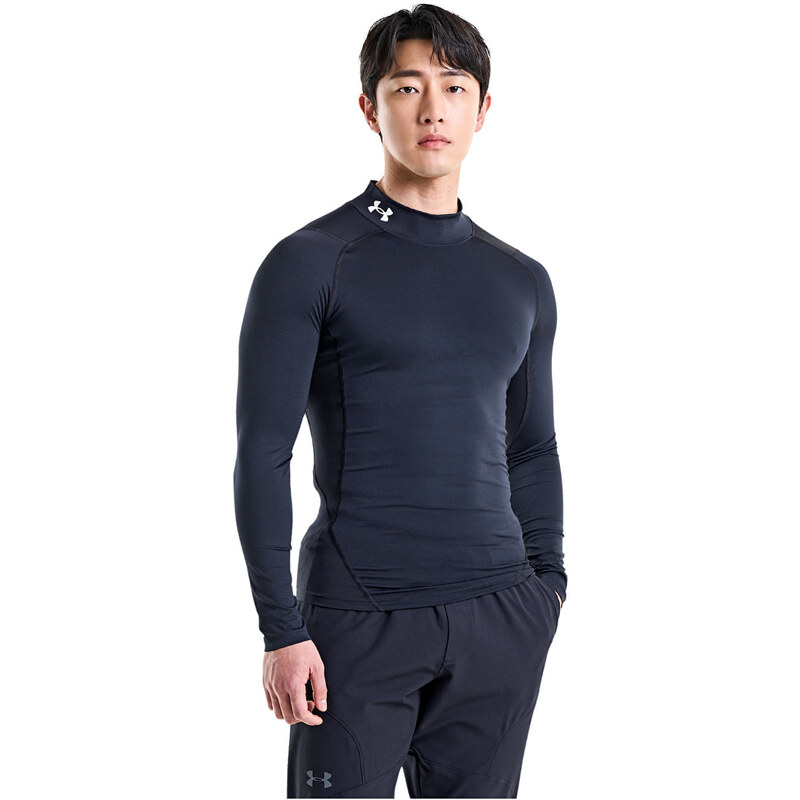 Tričko Under Armour Hg Armour Comp Mock LS Black/ White XXL
