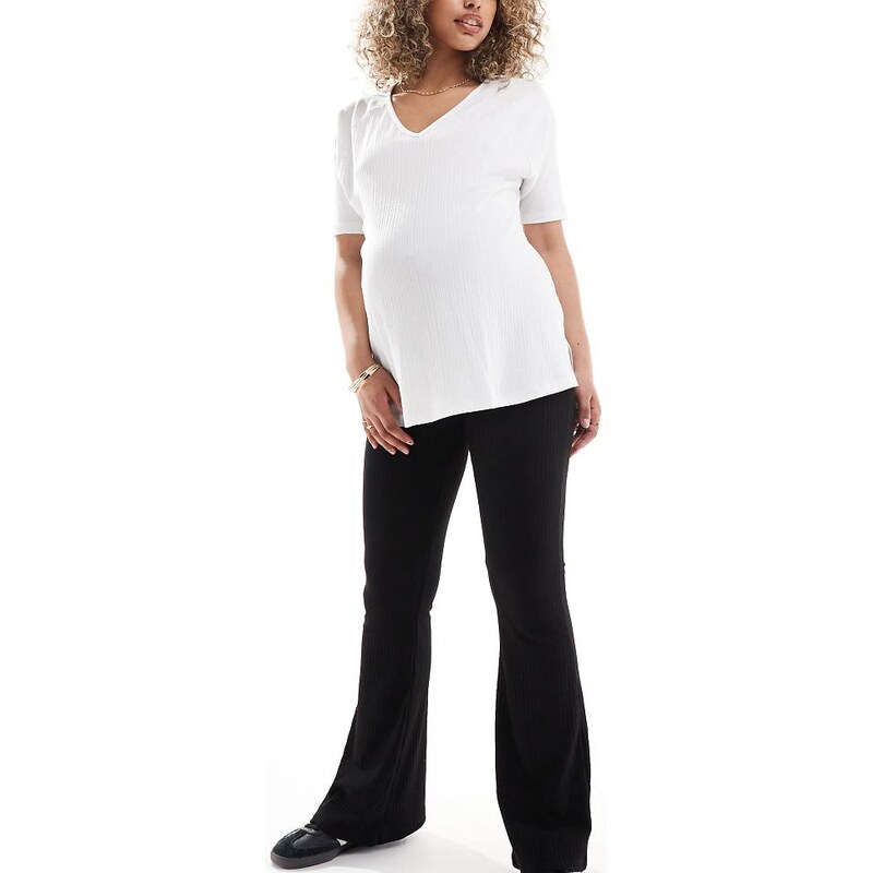 ONLY Maternity flare trousers in black - BLACK