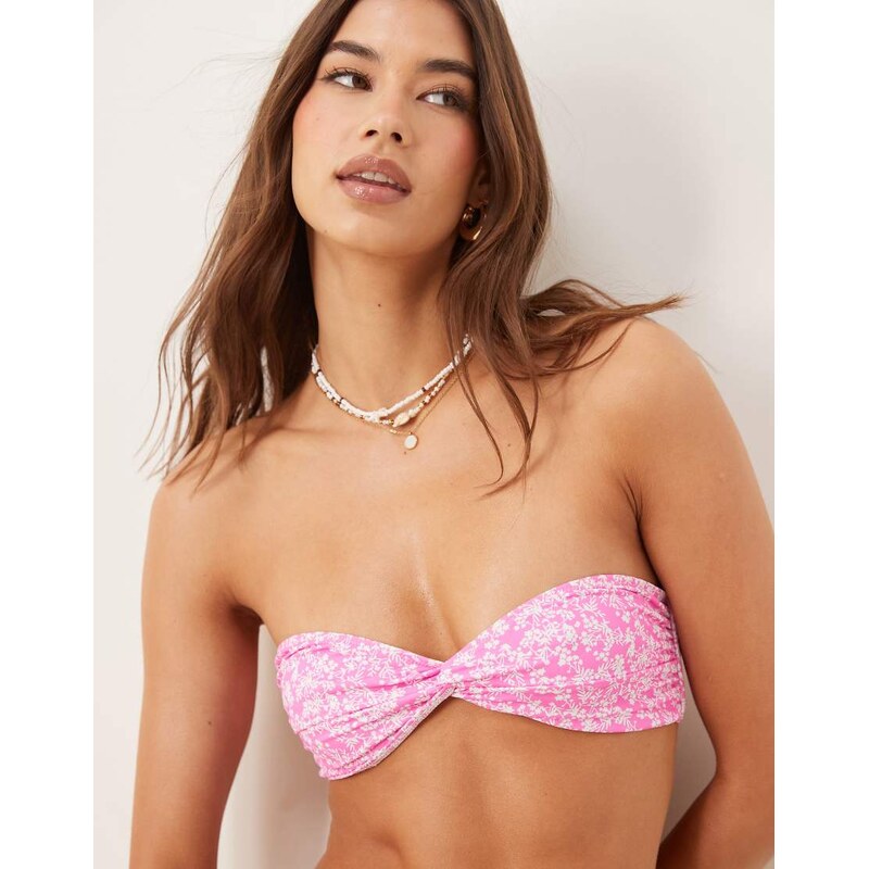 Bright Swimwear Bright Swim nia peppermint bandeau bikini top in pink 105785874