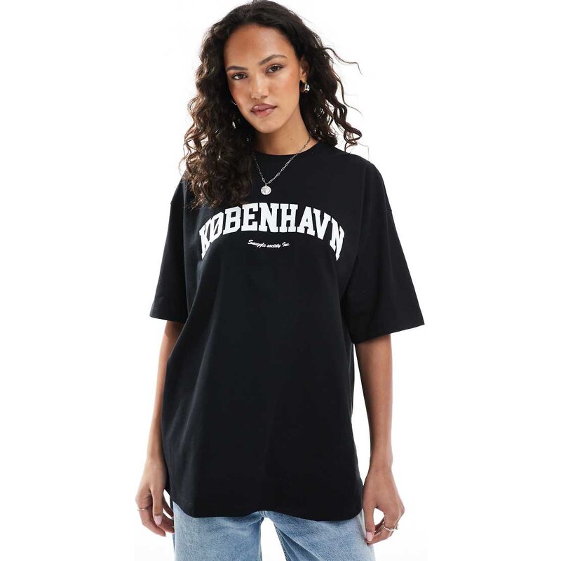 JJXX oversized t-shirt with kobenhavn print in black 105788599