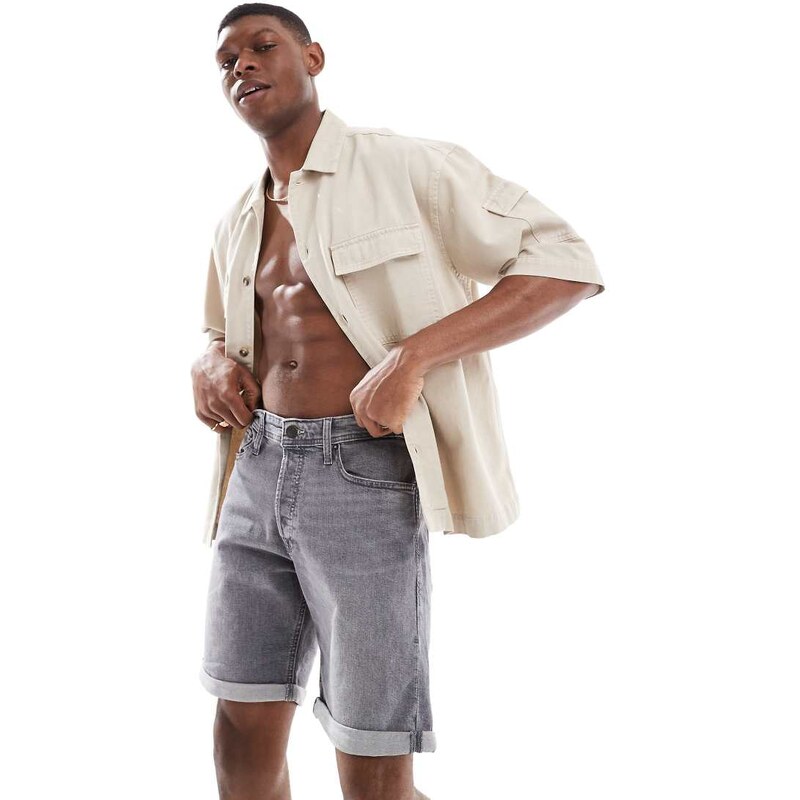 Jack & Jones denim shorts in grey wash