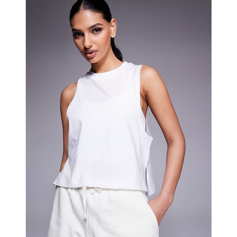 4505 drop armhole cropped cotton vest with quick dry finish in iron 105788814