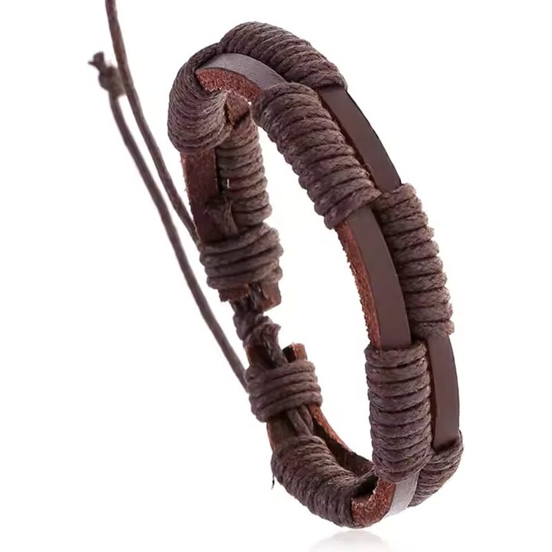 Hnědý propletený pánský náramek