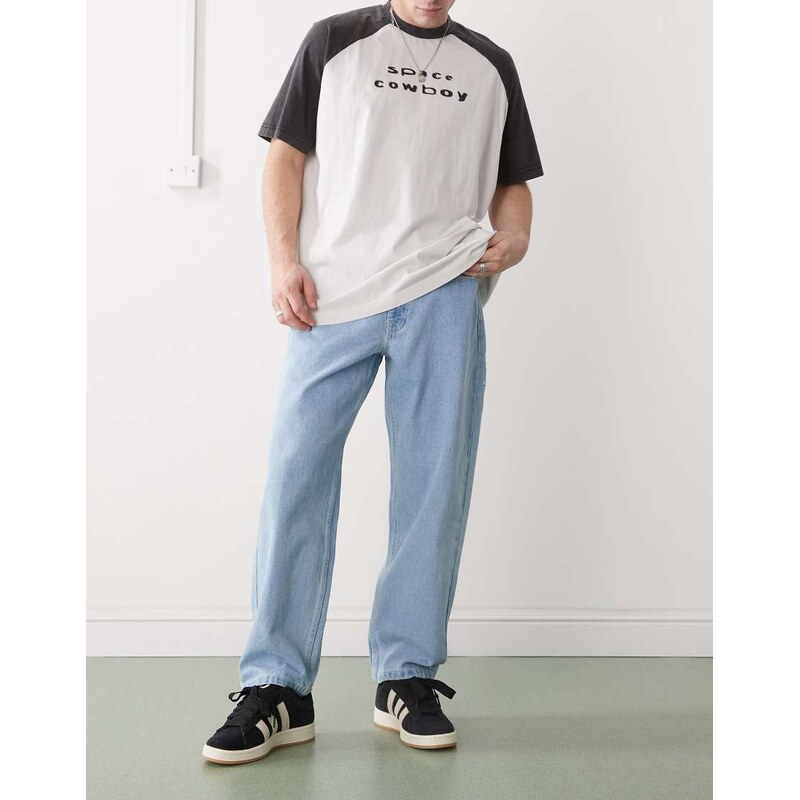 Aape by A Bathing Ape loose fit jeans in light wash-Blue 106022405
