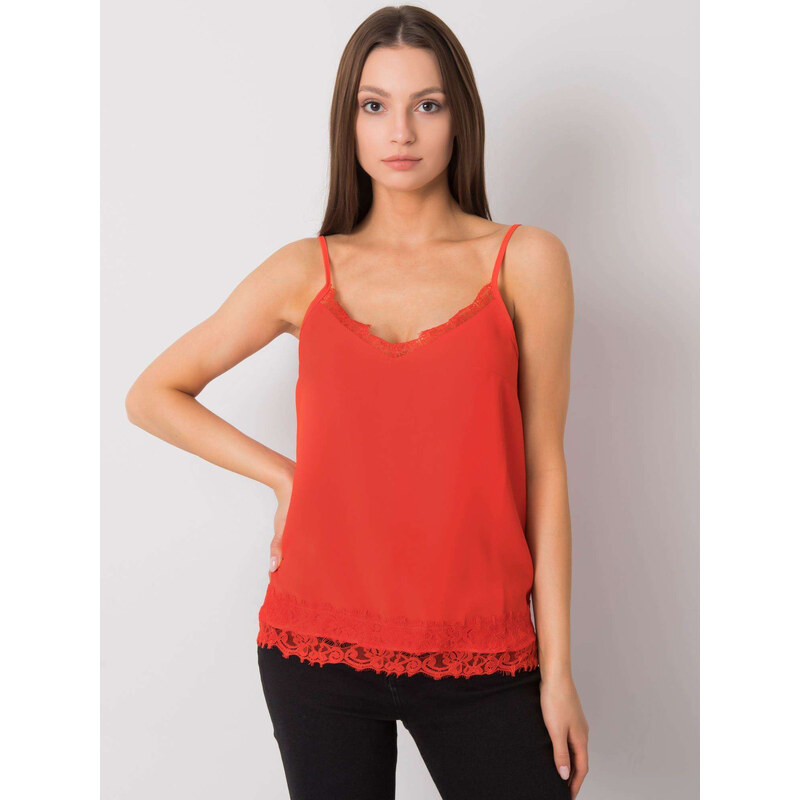 BASIC Červený dámský nátělník s krajkou AI-TP-6014.15P-red