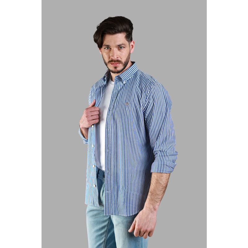 KOŠILE GANT SLIM CLASSIC POPLIN STRIPE SHIRT COLLEGE BLUE