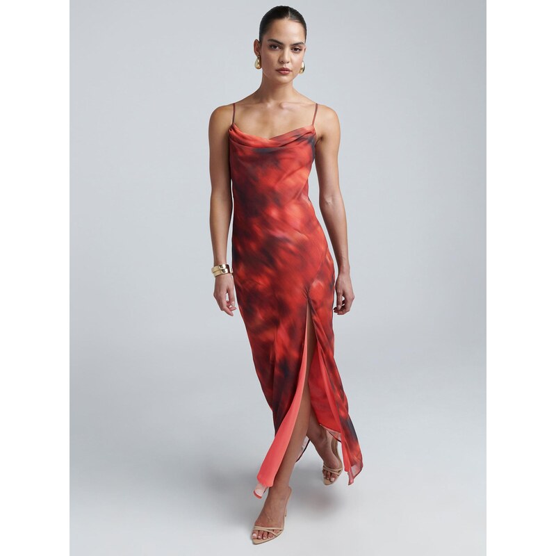 BWLDR Šaty ALLANA MAXI DRESS hnědá / červená 108603589