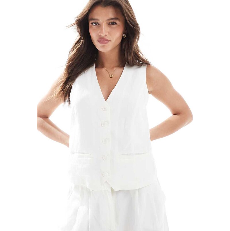 ONLY linen mix waistcoat co-ord in white 105795507
